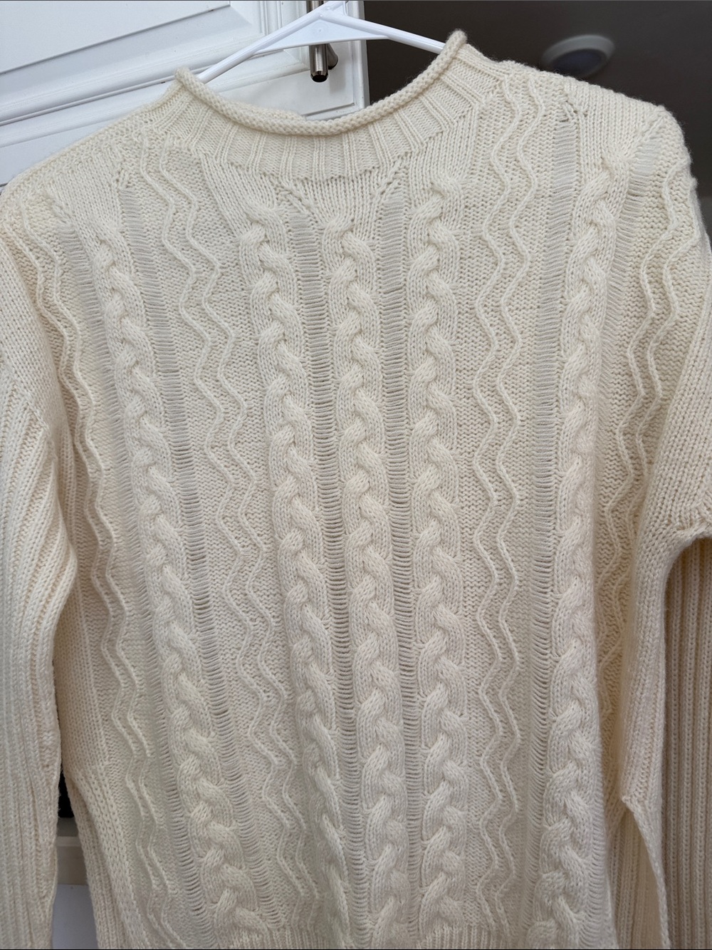 Pinko Cream Cable-Knit low Turtleneck Sweater, S